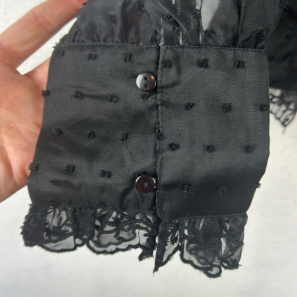 Perfect Topshop Dobby Shirred Waist Blouse in Black 4 - Picture 10 of 12